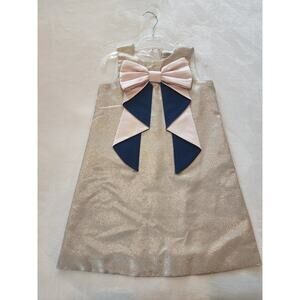 Hucklebones Girls Gold Bow Dress Sz 6
